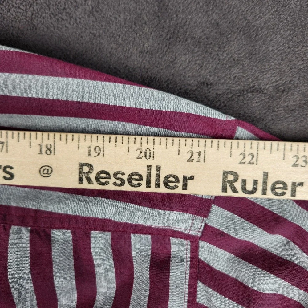 Vintage‎ Levis Silver Label Shirt Mens XL Burgundy Gray Striped Button Up Big E